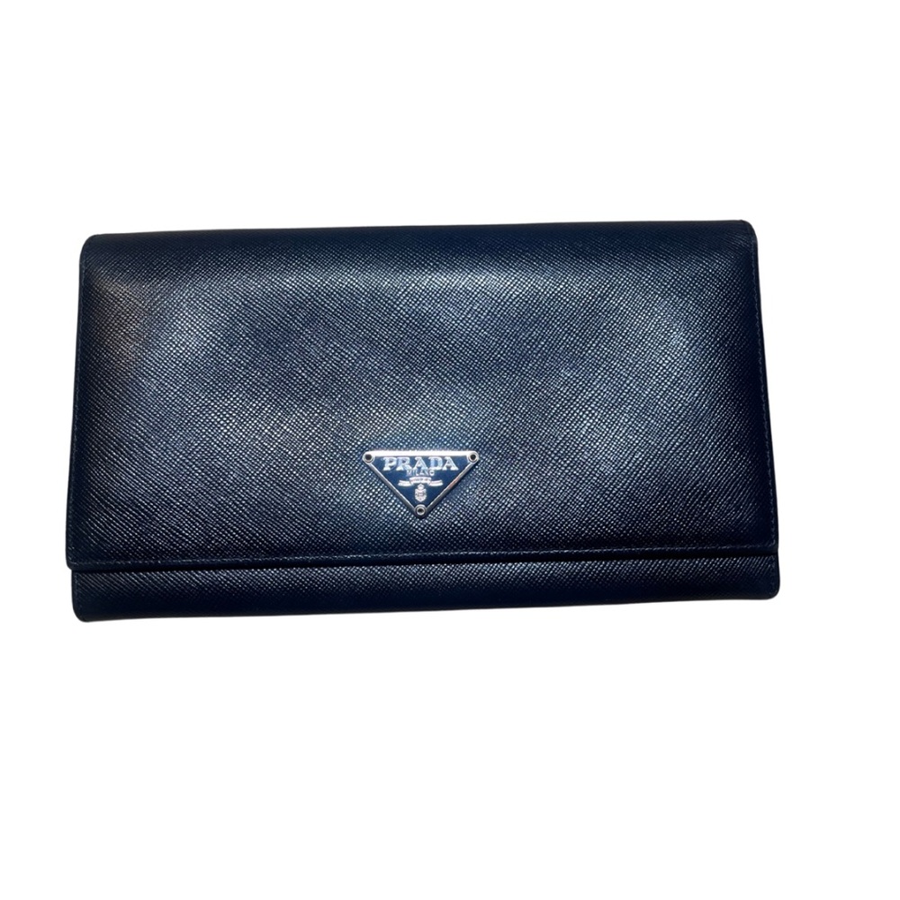 Prada Black Large Saffiano Leather Wallet